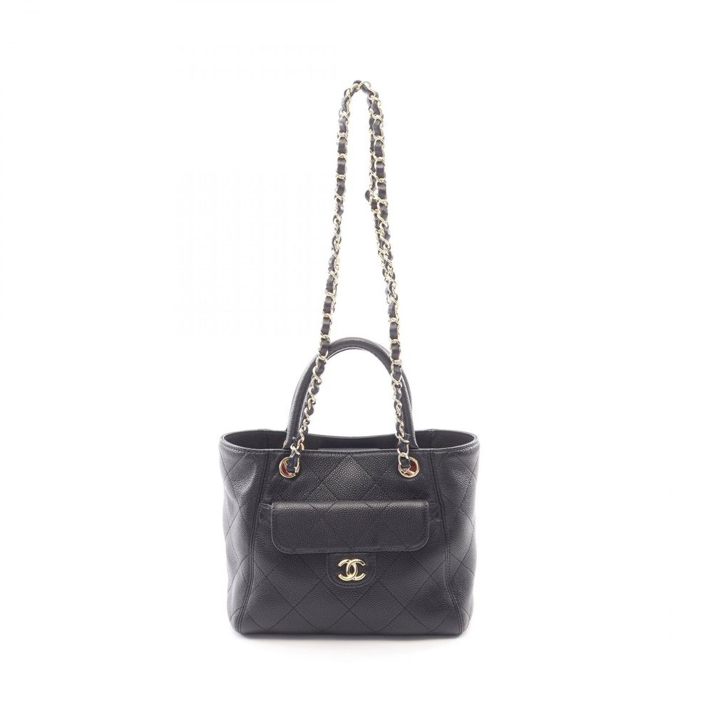 [Pre-owned] Chanel CHANEL Handbag Matelassé 2WAY Black Caviar Skin (Grained Calf) Matelassé 2-way Handbag Women's Unused