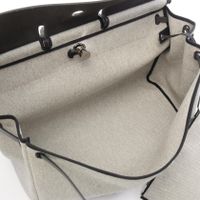 【二手】Hermes 爱马仕 波士顿包 Herbag Zip 50 Retourne Cabin 2WAY 米色/黑色/铂金灰 帆布/皮革 Herbag Zip 50 Retourne Cabin 斑点狗纹