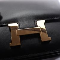 [Used] Hermes Constance 3 Mini Shoulder Bag, Black Calfskin (Cowhide), Women's, Used A