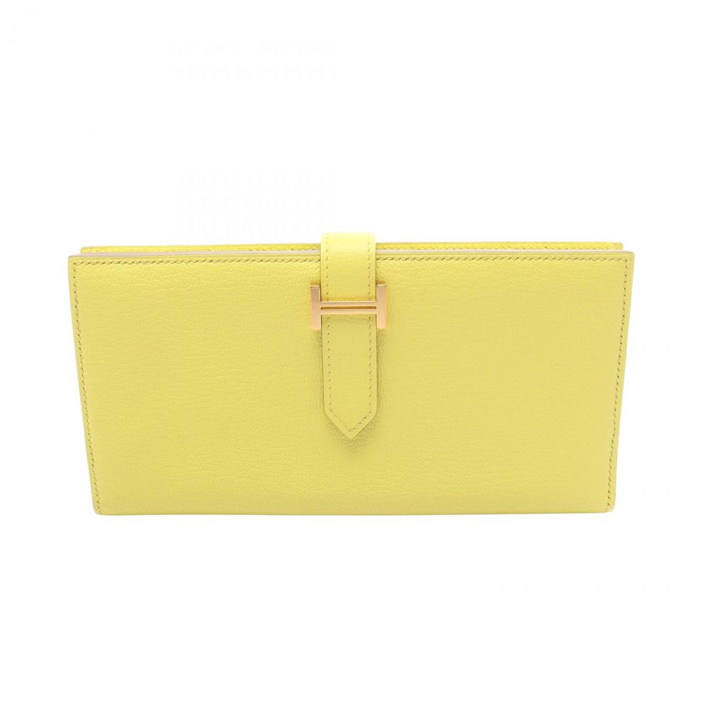 [Used] Hermes HERMES Bi-fold Long Wallet Bearn Soufflet Lime Lime Other Bearn Soufflet Lime Ladies Used A