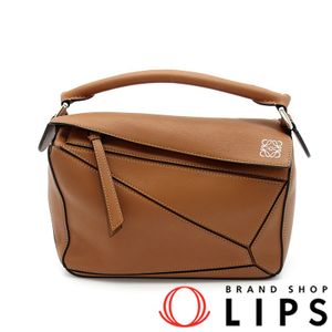 LOEWE 퍼즐백 스몰 322.30.S21 소프트 그레인 카프스킨 여성용 손가방
 탄【중고】