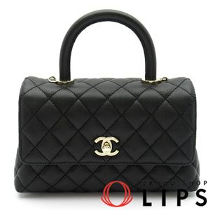 Chanel 샤넬 코코 핸들 XS 2WAY 손가방 A92990 캐비어 스킨 여성용 손가방
 블랙【중고】