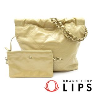 Chanel 샤넬 22 스몰 손가방 AS3260 카프스킨 여성용 손가방
 베이지【중고】