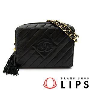 Chanel 샤넬 프린지 체인 숄더백 램스킨 여성용 숄더백
 블랙【중고】