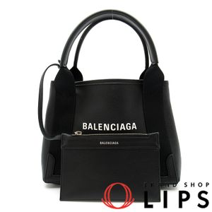 BALENCIAGA 네이비 카바스 XS 2WAY 손가방 390346 가죽 여성용 손가방
 블랙【중고】
