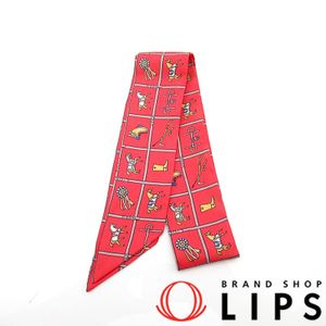 Hermes 에르메스 트윌리 스카프 마구(馬着) H061356S 실크 100% 여성용 그레나딘/카멜/블루 [중고]