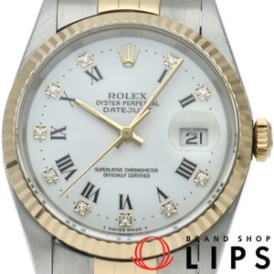 勞力士 Datejust 男士腕錶 10P 鑲鑽 Datejust 男士腕錶 16233G(S) K18YG/SS 男士腕錶 白色拋光 1993 年 極佳成色 [二手]