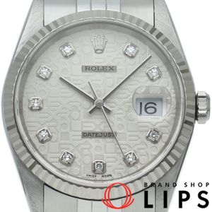 Rolex Datejust Men's Watch, 10-Diamond, Computer Dial, Datejust Mens 16234G(P), 18K White Gold/Stainless Steel, Silver, Polished, 2000 Model, Excellent Condition [Pre-owned]