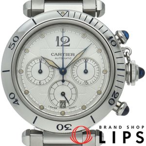 Cartier 파샤 워치 38mm 크로노그래프 오토매틱 Pasha 38mm Chronograph Automatic W31030H3 박스 보증서 포함 SS 남성용 시계 실버 폴리싱 완료 최상급 컨디션 【중고】