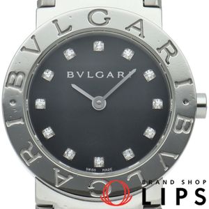 寶格麗 (Bvlgari) 26毫米 12P 鑲鑽腕錶 BB26SS/BB26SSD/12P 附原廠盒、保固卡、單節不鏽鋼錶帶，女錶，黑色拋光，成色極佳 [二手]