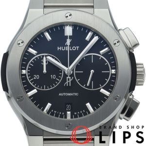 ウブロ クラシックフュージョン クロノグラフ チタニウム 45mm Classic Fusion Chronograph Titanium 520.NX.1170.NX 箱 保証書 チタン メンズ時計 ブラック 仕上げ済 美品 【中古】