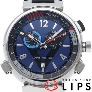 ルイ・ヴィトン タンブール クロノグラフ ルイヴィトンカップ レガッタ Tambour Chronograph LV Cup Regatta Q102D 箱 保証書 SS/ラバー メンズ時計 ブルー 仕上げ済 美品 【中古】