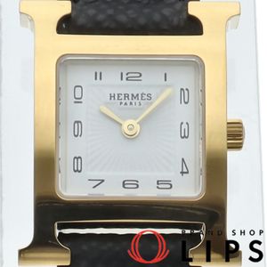 エルメス Hウォッチ レディース時計 H Watch HH1.201 GP/革 レディース時計 シルバー 仕上げ済 美品 【中古】