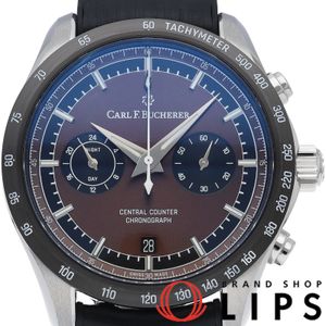 カール F. ブヘラ マネロ セントラルカウンター ウォッチ 42.5mm Manero Central Counter 00.10923.08.93.01 保証書 SS/ラバー メンズ時計 ブラウン/ブラック 仕上げ済 美品 【中古】