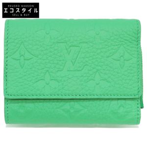 หลุยส์ วิตตอง M25848 Monogram Taurillon Bamboo Green Portefeuille Pilot กระเป๋าสตางค์แบบพับสามทบ 【สินค้ามือสอง】