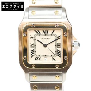 Cartier 80-90s W20011C4 Santos Galbée LM หน้าปัดสีไอวอรี่ มีวันที่ SS QZ นาฬิกา (มือสอง)