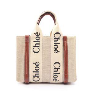 [중고] Chloe 손가방 WOODY 스몰 아이보리/브라운/블랙 캔버스 우디 스몰 여성용 Used B