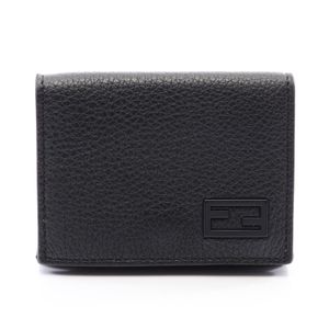 [Used] FENDI Tri-fold Wallet FF Black Leather Tri-fold Wallet Women's Used A