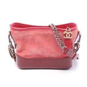 [중고] Chanel 샤넬 숄더백 가브리엘 드 샤넬 스몰 호보 콤비 하드웨어 A91810 핑크/와인 레드 스웨이드 레더 가브리엘 드 스몰 호보 체인 숄더백