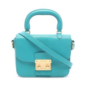 【二手】Miu Miu Madras 兩用手提包，祖母綠皮革，女士，二手 B