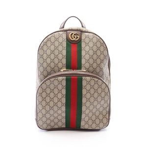 【二手】Gucci Ophidia GG 雙肩包 GG Supreme 779901ブラウン/米色/綠色 PVC塗層帆布