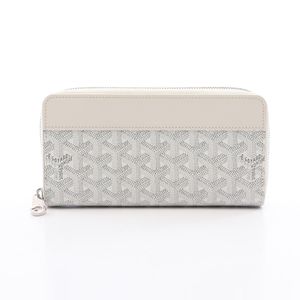 【二手】 GOYARD Matignon GM 圓長版皮夾 MATIG2GMLTY50CL50P 白色/灰色 PVC塗層帆布皮革 Matignon GM 圓長版皮夾 女士款
