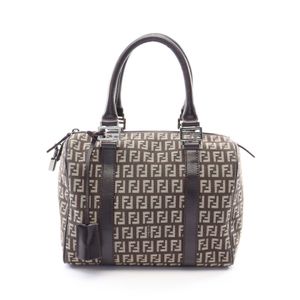 【중고】 FENDI 펜디 쥬키노 손가방 베이지/브라운 캔버스 레더 쥬키노 핸드백 여성용 Used A