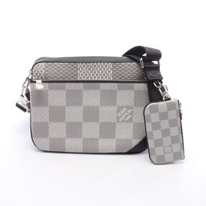 【二手】路易威登LOUIS VUITTON斜背包，Damier Graphite 3D 南極 N50027，南極 PVC 塗層帆布