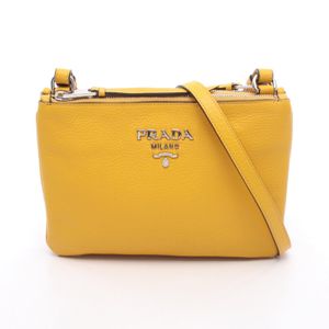 【二手】Prada PRADA 單肩包 金屬 Logo 黃色皮革 金屬 Logo 單肩包 女士二手 A