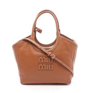 [중고] MIU MIU 아이비 2WAY 손가방 5BA284 브라운 레더 아이비 2way 토트백 스몰 여성용 Used A
