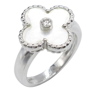 [Pre-owned] Van Cleef & Arpels Vintage Alhambra Ring, 1PD Mother of Pearl, K18WG (White Gold), Diamond.