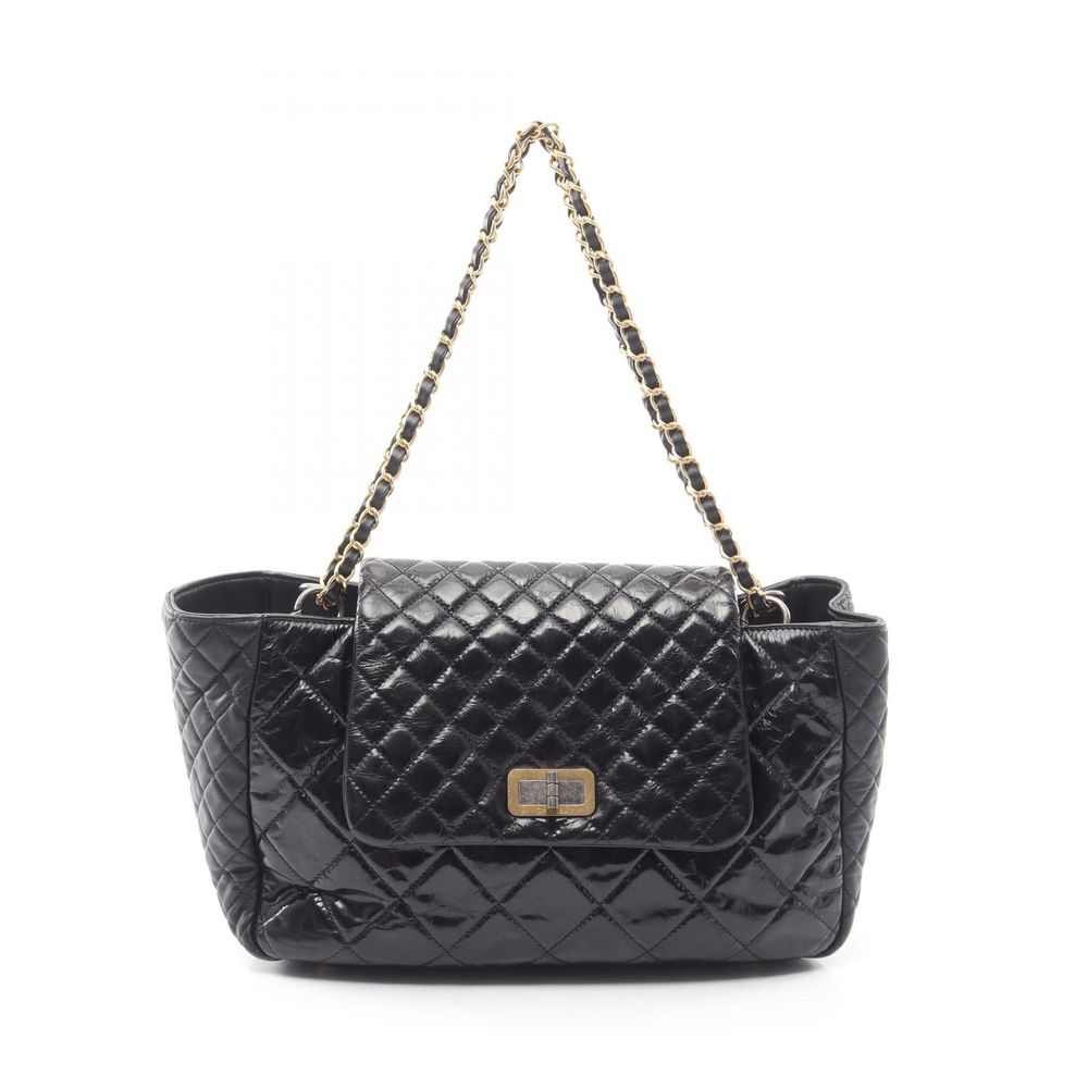 [Pre-owned] Chanel CHANEL Shoulder Bag 2.55 Matelassé Combination Hardware Black Calfskin (Cowhide) Lambskin (Sheepskin) 2.55 Matelassé Chain Tote Women's