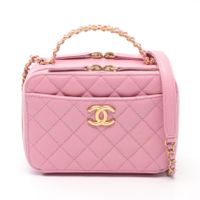 【มือสอง】 ชาแนล CHANEL กระเป๋าสะพายไหล่ Matelassé Vanity Bag AS3221 สีชมพู หนังคาเวียร์ (Grained Calfskin) กระเป๋าสะพายโซ่ 2way