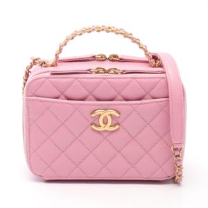 [Pre-owned] Chanel Matelassé Vanity Bag AS3221 Pink Caviar Skin (Grained Calfskin) Matelassé Vanity 2-way Chain Shoulder Bag