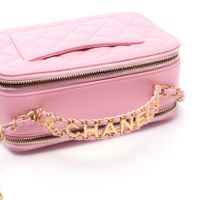 【มือสอง】 ชาแนล CHANEL กระเป๋าสะพายไหล่ Matelassé Vanity Bag AS3221 สีชมพู หนังคาเวียร์ (Grained Calfskin) กระเป๋าสะพายโซ่ 2way