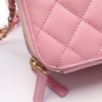 【มือสอง】 ชาแนล CHANEL กระเป๋าสะพายไหล่ Matelassé Vanity Bag AS3221 สีชมพู หนังคาเวียร์ (Grained Calfskin) กระเป๋าสะพายโซ่ 2way