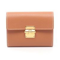 [Used] Hermes Charniere Compact Tri-fold Wallet, Gold, Gold, Other, Charniere Compact Gold, Women's, Unused