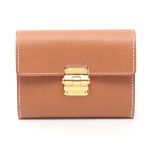 [Used] Hermes Charniere Compact Tri-fold Wallet, Gold, Gold, Other, Charniere Compact Gold, Women's, Unused