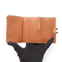 [Used] Hermes Charniere Compact Tri-fold Wallet, Gold, Gold, Other, Charniere Compact Gold, Women's, Unused