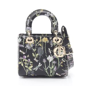 [Pre-owned] Dior Lady Dior Small Florilège 2-Way Handbag, Black/Multi Leather, Lady Dior Florilège 2-Way Tote Small