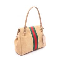 [Used] Gucci Paparazzo Medium top Handle Bag 2WAY 875018 Beige/Green/ RED Suede Leather Paparazzo Medium top Handle Bag