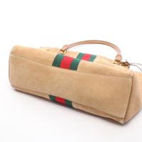 [Used] Gucci Paparazzo Medium top Handle Bag 2WAY 875018 Beige/Green/ RED Suede Leather Paparazzo Medium top Handle Bag