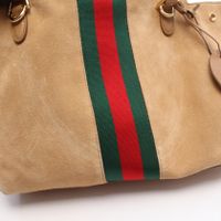 [Used] Gucci Paparazzo Medium top Handle Bag 2WAY 875018 Beige/Green/ RED Suede Leather Paparazzo Medium top Handle Bag