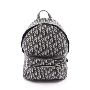 [Used] Dior Backpack, Oblique Jacquard, 1VOBA088YKY, Navy Canvas Leather Oblique RIDER Backpack, Unisex