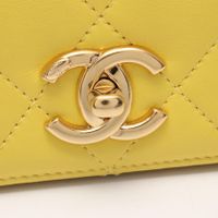 [Pre-owned] Chanel CHANEL Shoulder Bag Matelassé Full Flap Small Yellow Lambskin (Sheepskin) Matelassé Full Flap Small Chain Shoulder