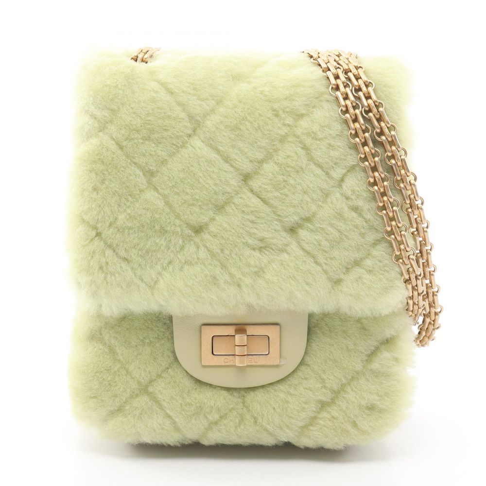 [Pre-owned] Chanel CHANEL Shoulder Bag 2.55 Matelassé Mademoiselle Chain Apple Green Lambskin (Sheepskin) 2.55 Matelassé Mini Chain Shoulder Bag