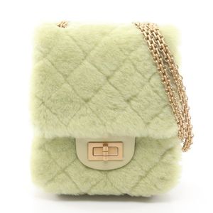 [Pre-owned] Chanel CHANEL Shoulder Bag 2.55 Matelassé Mademoiselle Chain Apple Green Lambskin (Sheepskin) 2.55 Matelassé Mini Chain Shoulder Bag