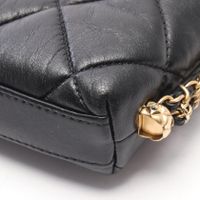 [Pre-owned] Chanel Matelassé Small Flap Shoulder Bag, Black Lambskin (Sheepskin Leather), Chain Shoulder Bag
