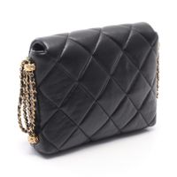 [Pre-owned] Chanel Matelassé Small Flap Shoulder Bag, Black Lambskin (Sheepskin Leather), Chain Shoulder Bag