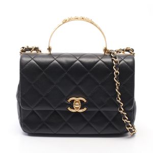 [Pre-owned] Chanel CHANEL Shoulder Bag top Handle Matelassé 2WAY AS4605 Black Lambskin (Sheepskin) Matelassé top Handle 2-way Chain Shoulder Bag